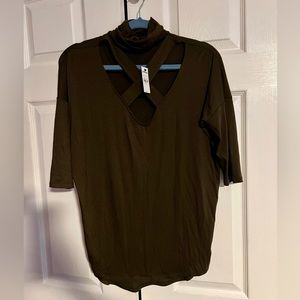 NWT Express dark green high neck top- size small